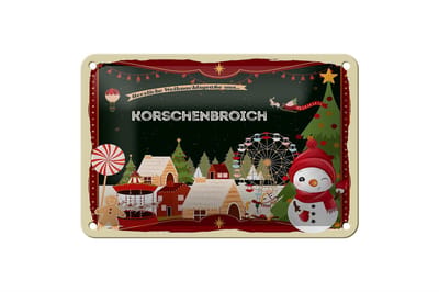 Blechschild Weihnachten Grüße aus KORSCHENBROICH Geschenk Deko 18x12cm