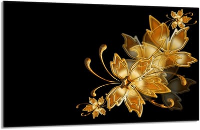 TMK ArtDeko Serie - Glazen Beschermplaat - 80x52 cm - Gouden Design - Voor Alle fornuizen