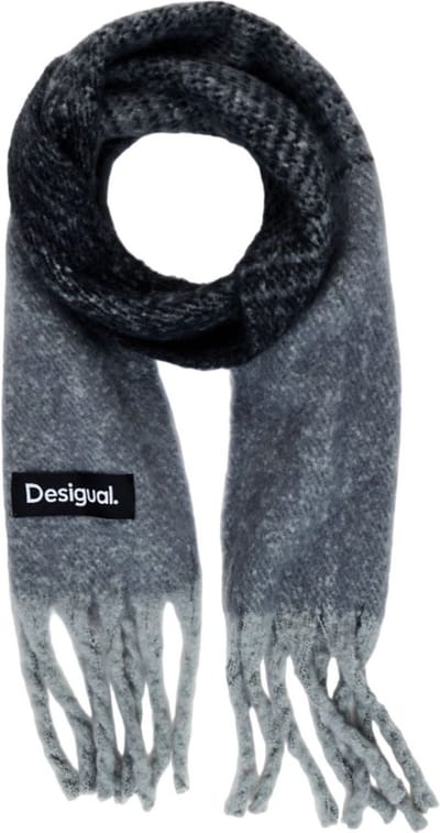 Desigual Sjaal Accessories Fabric Long Scarf Black Grijs