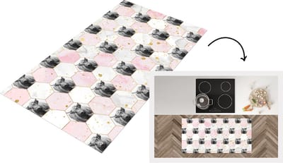 Keukenloper - Loper keuken - Schotse hooglander - Design - Zeshoek - Marmer - 120x60 cm - Keukenloper vinyl