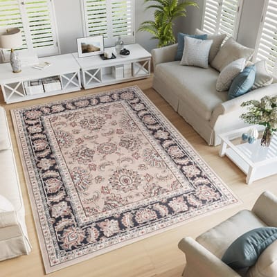 Tapiso Colorado Vloerkleed Beige Gebloemd Woonkamer Tapijt Maat- 160x220