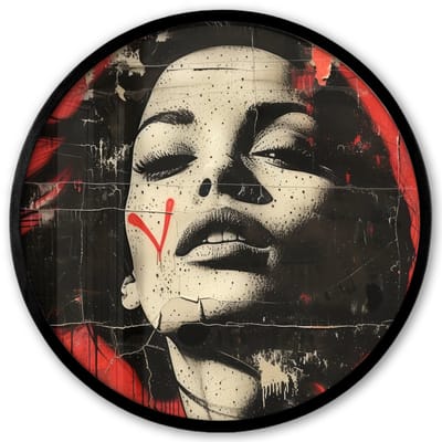 Poster in lijst Rond - Fotolijst 40x40 cm - Posters - Graffiti - Vrouw - Abstract - Modern - Kunst - Aesthetic - Ronde posterlijst zwart - Decoratie - Wanddecoratie woonkamer - Muurdecoratie slaapkamer