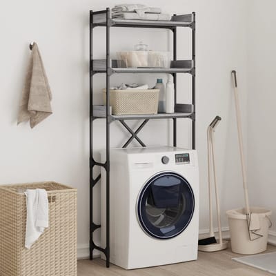 vidaXL - Wasmachinerek - 67x25x163 - cm - bewerkt - hout - grijs - sonoma
