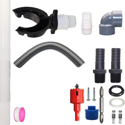 Regenwatercollector - Voor Regenpijp Ø70-110mm - Wateropvang Systeem - Voor Tuinirrigatie & Opslag - PVC & Rubberen Slang - Huiseigenaren - Grijs - 50cm slang - 1 set