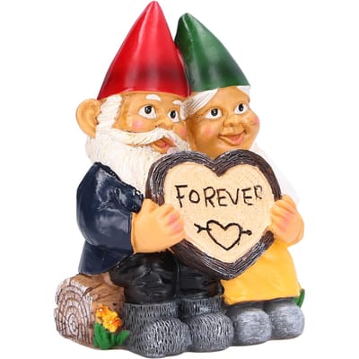 Statues de Couple de Nains de Jardin Figurine Résine Domestique Art Bureau Nain Sculpture pour Décoration de Maison Ornements beige
