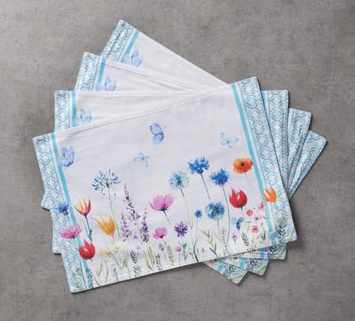 Candala Flower in The Field 100% katoen Set van 4 placemats voor de eettafel | Keuken | Bruiloft | Dagelijks leven | Etentjes | lente/zomer (33 cm x 48 cm) Moederdag