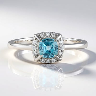 Cavill - Zilveren ring 925 Sterling met Platina coating - 0,85 ct Ratanakiri Zirkoon & 0,16 ct Zirkonia - Elegante Cushion