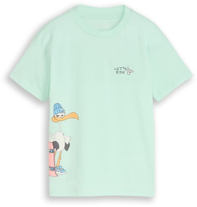 Tom Tailor - Oversized T-shirt met print - Maat 128/134 - light bay green
