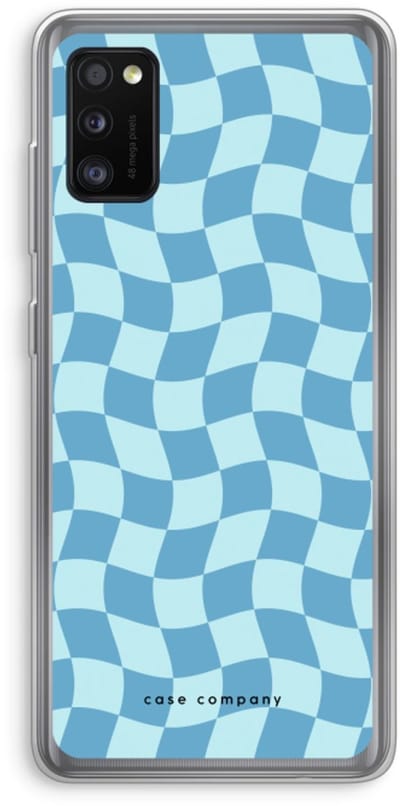 Case Company® - Hoesje geschikt voor Samsung Galaxy A41 hoesje - Grid Blauw - Soft Cover Telefoonhoesje - Bescherming aan alle Kanten en Schermrand