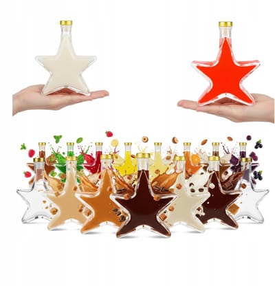 Bimberek - Set van 20 Kerst Stervormige Flessen - 200ml - Voor Likeuren en Sappen - Glas