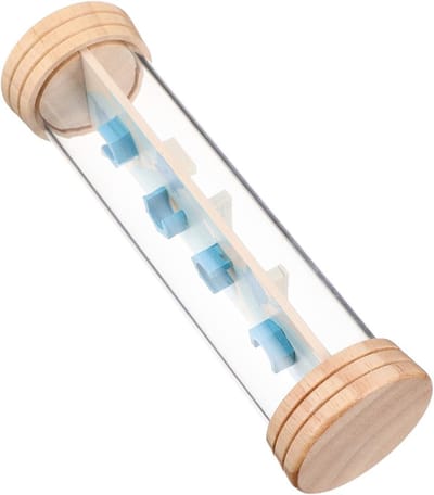 Regenmaker Speelgoed - Muziek Instrument - Sensorische Ontwikkeling - Doolhof Geluid - 15.5 cm - Beige