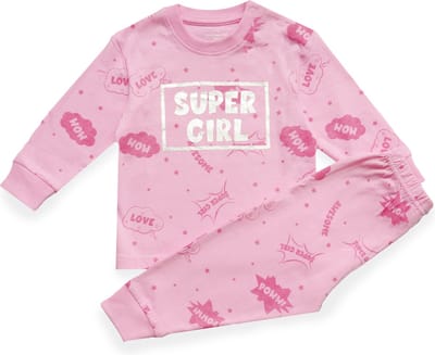 Frogs and Dogs - Super Girl F&D Pyjama | Roze meisjes jongens - Katoen - Maat 98