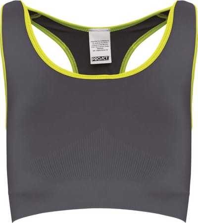 Naadloze sportbh, PA001, Grijs/Fluo Geel, maat M/L