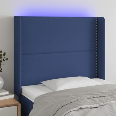vidaXL - Hoofdbord - LED - 103x16x118/128 - cm - stof - blauw