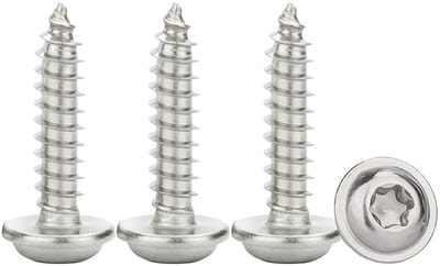 Platkop schroeven M4x14mm, 50 stuks zelfborende schroeven met ring, RVS A2 V2A voor hout, Torx vol draad