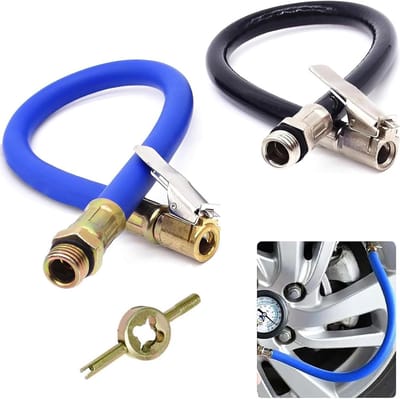 Twee Stuks Luchtpomp Slang 36,5 cm, Ventielverlenging Set voor Auto, Banden Vulslang en Adapter, Ideaal voor Fietsen en Auto's