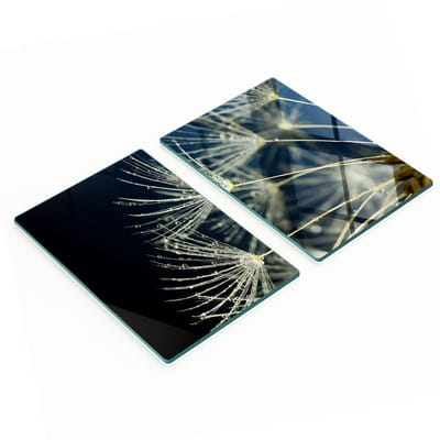 Decoratieve glazen serveerplankjes voor snacks, paardenbloemmotief, 2x40x52 cm