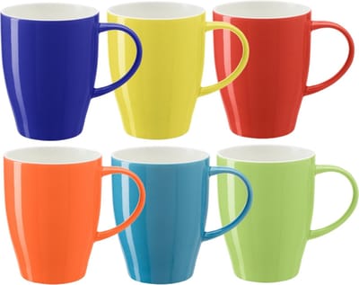 Bellatio Design Koffie mokken/bekers Paris - 6x - porselein - multi kleuren - 350 - stijlvolle vorm