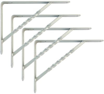 AMIG Plankdrager - 4x - steun - beugel Spiraal - metaal - zilver - H250 x B200 mm - Tot 225 kg - boekenplank steunen