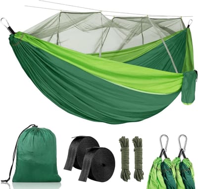 Unyqoos® Ultralichte en Robuuste Hangmat met Ingebouwd Muggennet voor Outdoor Avonturen en Comfortabel Relaxen