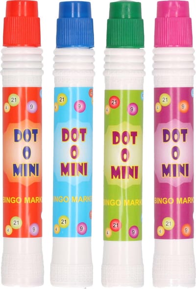 Setje Bingostiften in 4x kleuren - groen/paars/blauw/rood - Bingospel