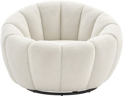 Vente-unique Draaiende schelpfauteuil in wit bouclé COSSATO