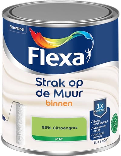 Flexa - Strak Op De Muur Binnen Mat - 85% Citroengras - Mengverf - 1 L