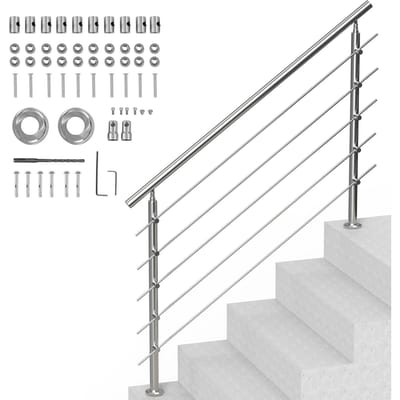 Garde-corps de 59 pouces pour marches extérieures 5 barreaux Escalier pour Porche Terrasse