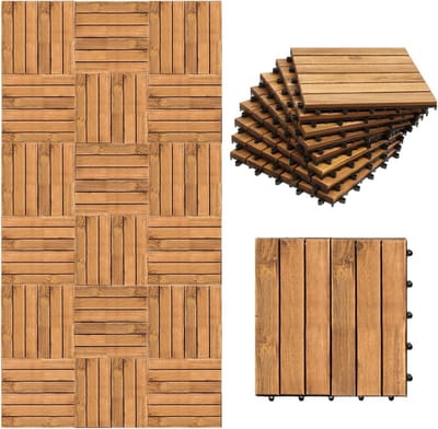 Houten Terrastegels - Houten Vloertegels - Terras Aankleden - FSC-gecertificeerd Acaciahout - 30 x 30 cm - 6 Latten