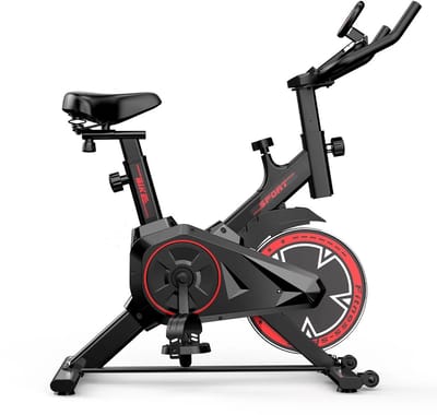 Sensova Hometrainer Fiets voor Intensieve Cardiotraining Thuis – Stille Spinningfiets met 10 kg Vliegwiel - Instelbare Weerstand, LCD-Display - Riemaandrijving en Stabiel Frame tot 120 kg - Ideaal voor Dagelijks Gebruik in Huis