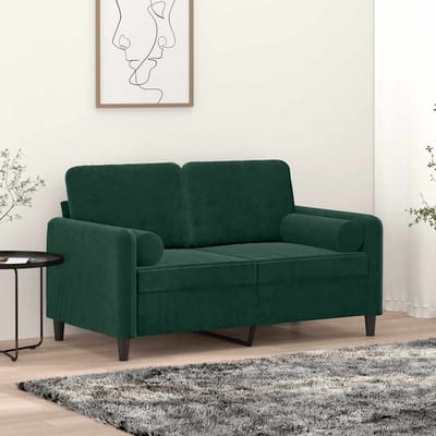 vidaXL - Tweezitsbank - met - sierkussens - 120 - cm - fluweel - donkergroen