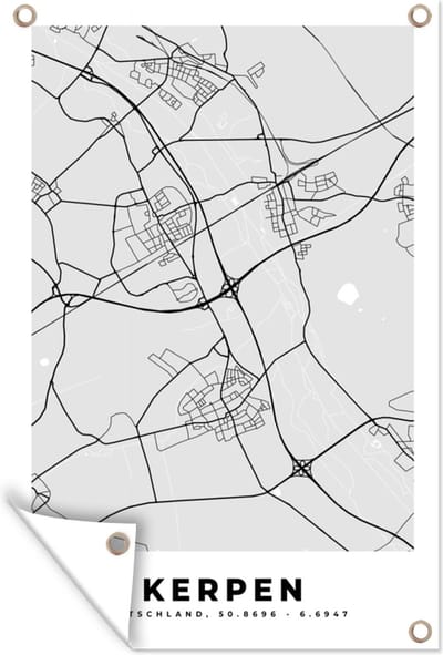 Muurdecoratie Stadskaart - Plattegrond - Kerpen- Duitsland - Kaart - 120x180 cm - Tuinposter - Tuindoek