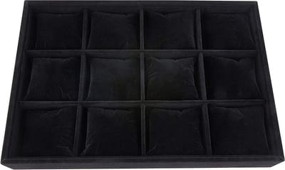 OmGoods - Dailygoody - Sieraden Organizer - Velvet Watch Tray met 12 Slots - Modern Zwart - Stijlvolle opbergruimte - Geschikt voor sieraden en horloges - Perfe...