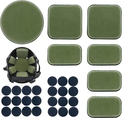Helm Beschermkussens - Helmpads Schuim - Helm Comfort Verhoging - Hoge Kwaliteit EVA Schuim - 31 stuks - Leger Groen