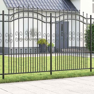 vidaXL - Tuinhek - KAMPEN - 240 - x - 202,5 - cm - Poedercoated - staal - Grijs