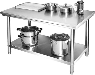 RVS Werktafel - Keuken Tafel - Voedselbereiding - Verstelbare Poten - 1.2 Meter - Zilver