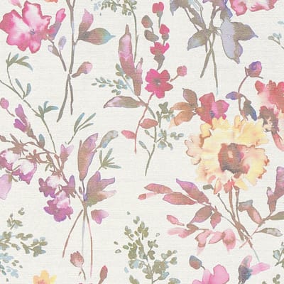Bloemen behang Profhome 790611-GU vliesbehang hardvinyl warmdruk in reliëf licht gestructureerd met bloemmotief en metalen accenten wit roze groen pastelturquoise 5,33 m2