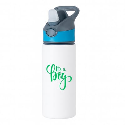 Hacebo® - It's a Boy waterfles met rietje blauw - Baby - Kersverse ouders - Geboorte kraamcadeau jongen - babyshower - water fles - 650ML