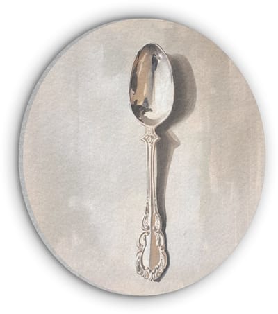 Akoestisch wandpaneel rond 50x50 cm - Vilt schilderij Lepel - Verf - Zilver - Ronde akoestische panelen - Geluidsdempende wanddecoratie - Geluidsisolatie wandcirkel - Muurdecoratie geluidspanelen