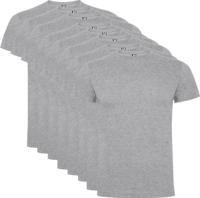 8 Pack Roly Dogo Premium Heren T-Shirt 100% katoen Ronde hals Licht Grijs gemeleerd Maat S