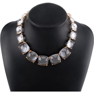 Collier Choker Chaîne Charm Pierre Résine Géométrique Femmes Déclaration Chaîne Collier Cristal Bijoux Cadeau de Luxe black