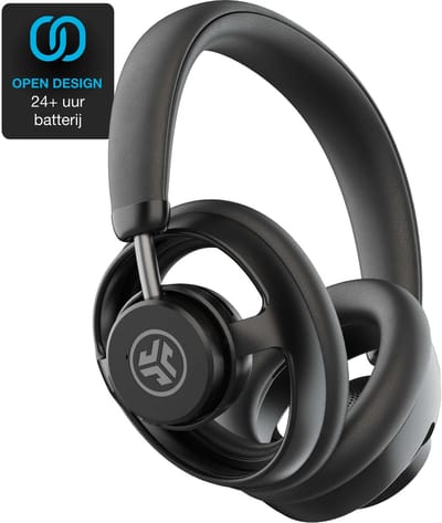 JLab JBuds Open Ear Koptelefoon Draadloos – Hoofdtelefoon met Noise Cancelling Microfoon – 24+ uur Batterij – Bluetooth Multipoint – Afneembare Grill – Ultra Comfortable Oorkussens – Zwart