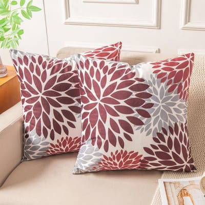 SnelShoppen - Velvet Kussenhoezen Set van 2, Wijnrood 40x40 cm, Luxe Decoratieve Kussens voor Bank, Bed, Woonkamer, Herfst, Winter, Kerst