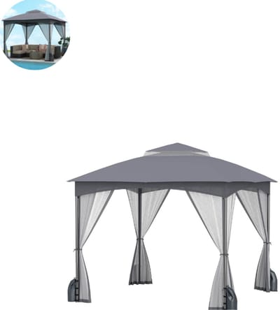 Partytent opvouwbaar - Paviljoen - 3x3 - Easy up - Waterdicht - met Zijwanden - Weerbestendig - Grijs