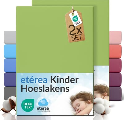etérea Jersey hoeslaken 2-pack 60x120-70x140 cm (hoek 15 cm) 100% katoen - Jadegroen