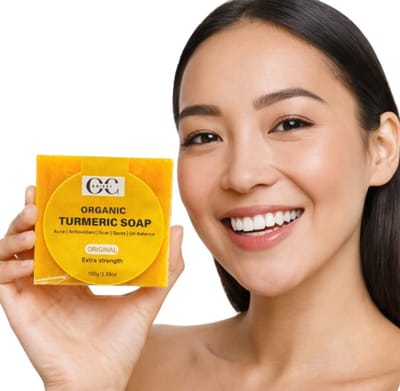 Original Extra sterk Tumeric soap voor Pigmentvlekken, acne, acne op de rug & litteken - Kurkuma zeep - Acne Zeep - Organic - Voor gezicht & lichaam