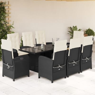 vidaXL - 9-delige - Tuinset - poly - rattan - zwart
