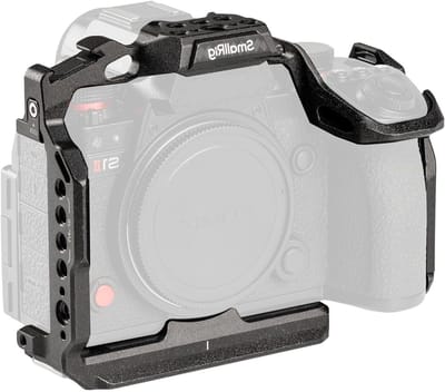 Camera cage voor Panasonic S1R II/S1 II/S1 IIE met snelle releaseplaat, coldshoe en schroefgaten voor stabiliteit en accessoires