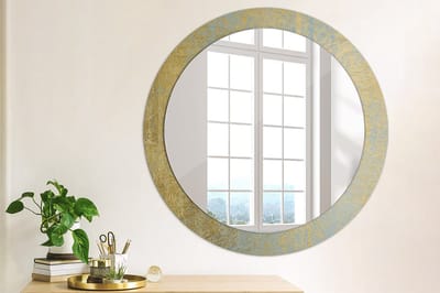 Coloray Bedrukte Spiegel - Loftpatroon Wandspiegel Decoratieve Print - 80 cm - Geel Bedrukte Spiegel - Wandspiegel Decoratieve Print - Bedrukte Spiegel - Spiegel Met Bedrukte Lijst