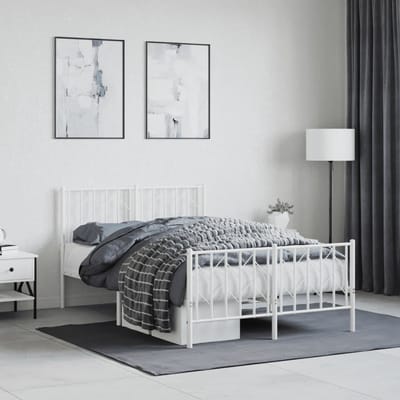 vidaXL - Bedframe - met - hoofd- - en - voeteneinde metaal - wit - 120x200 - cm